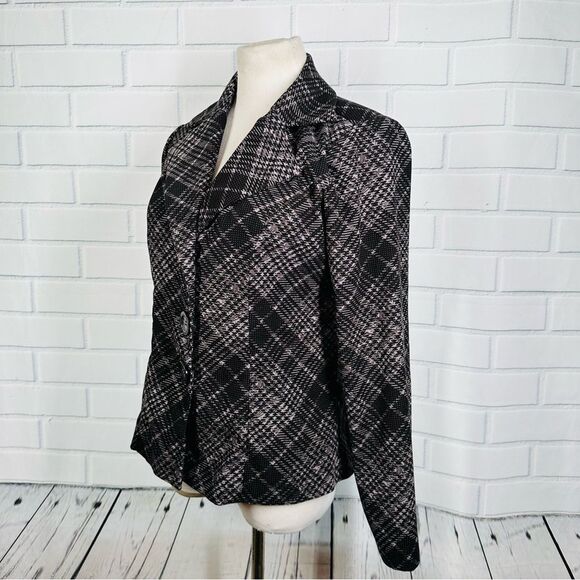 10/$25🦋 Brandon Thomas Black & Gray Plaid Single Breasted Blazer - Size Small - Picture 3 of 10